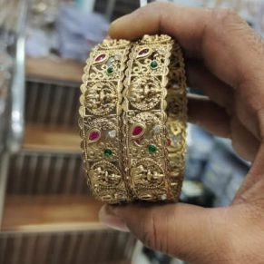 gold temple design bridal bangles with stones